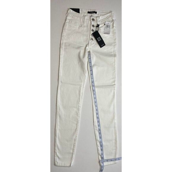 Numero Verona Ankle Skinny Jeans 24 White‎ Juniors' Stretchy Exposed-Buttons NEW - Picture 5 of 9